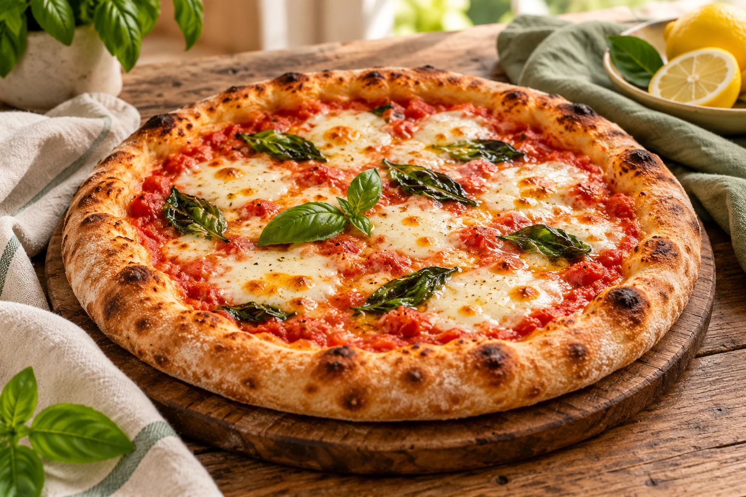 Pizza maison à la mozzarella : plat terminé