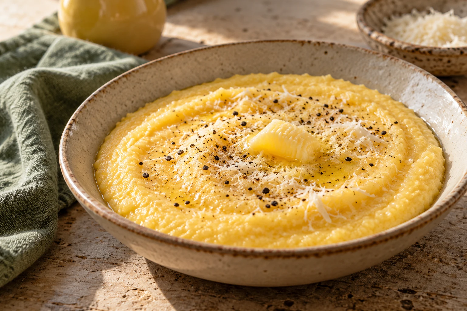 Polenta crémeuse au parmesan : plat terminé