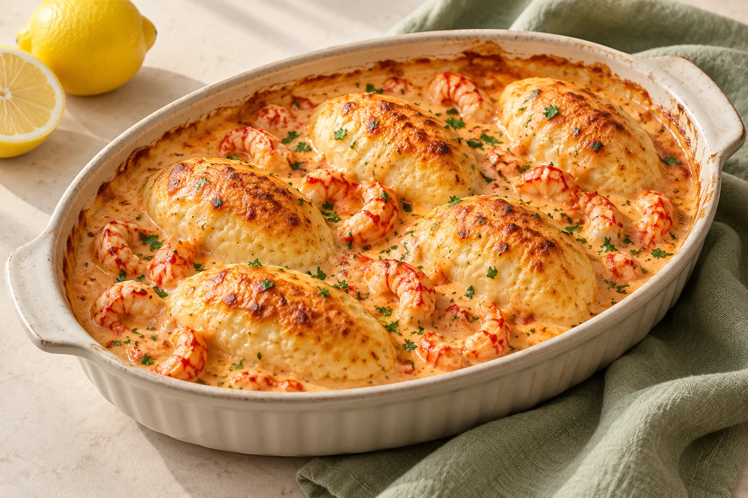 Quenelles de poisson sauce Nantua : plat terminé