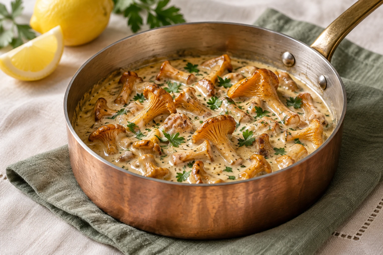 Sauce crémeuse aux girolles : plat terminé