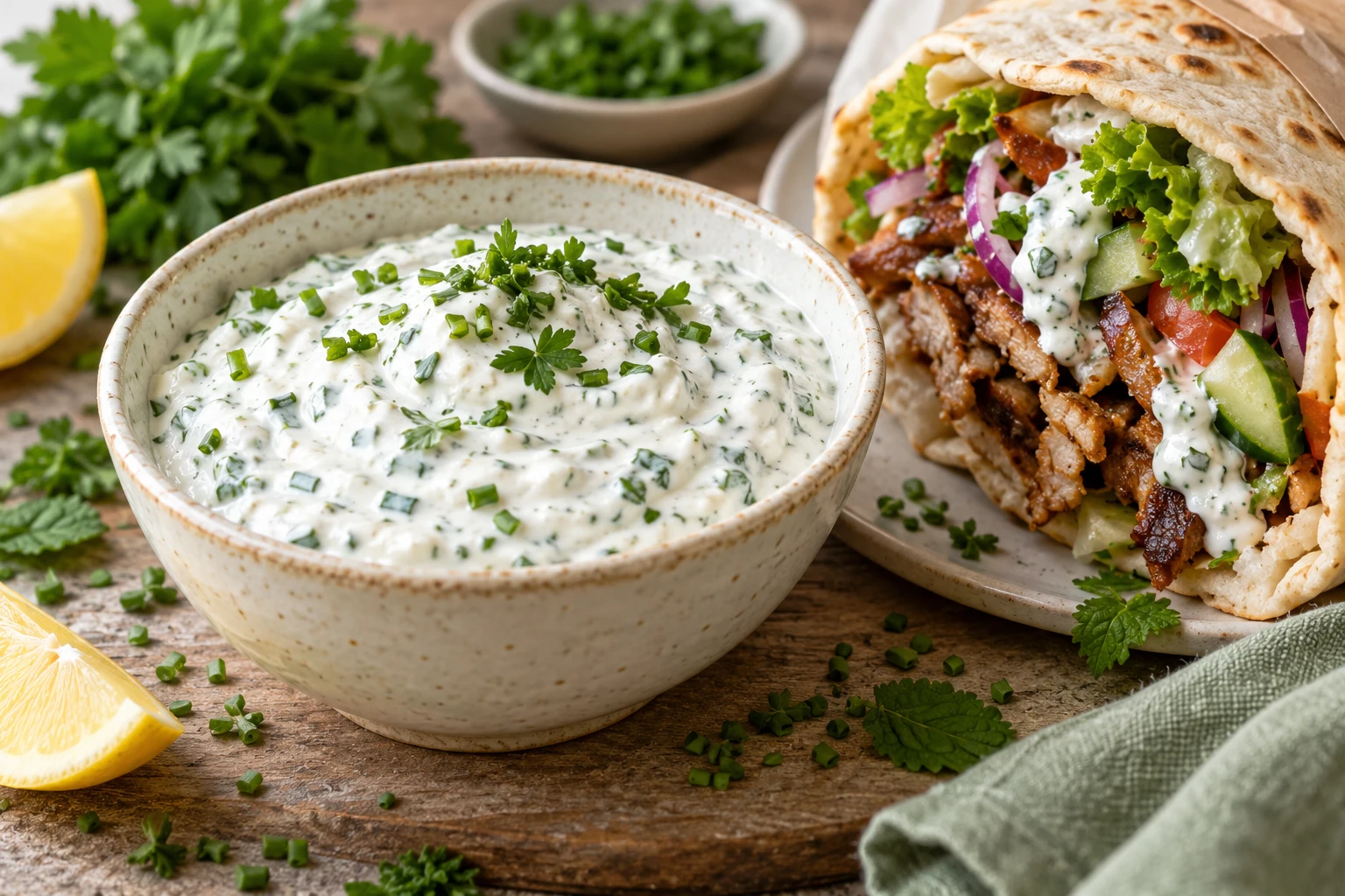 Sauce blanche pour kebab : plat terminé