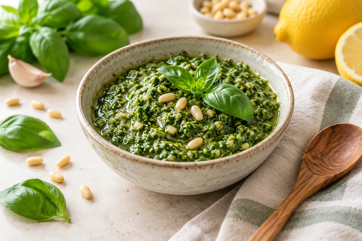 Pesto maison au basilic : plat terminé