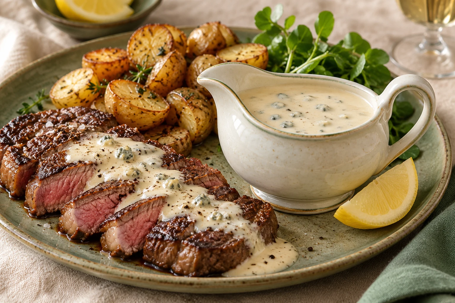 Sauce crémeuse au roquefort : plat terminé