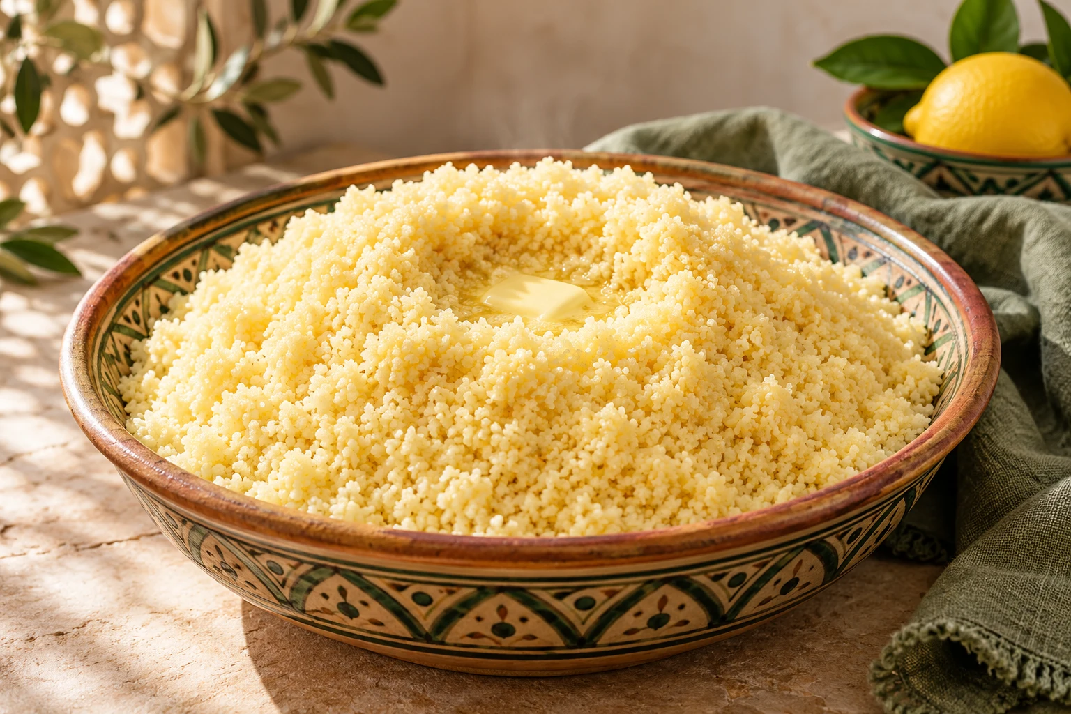 Semoule de couscous à la vapeur : plat terminé