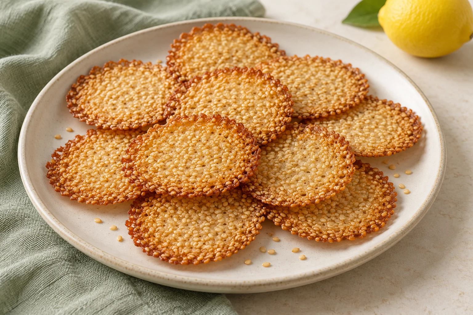 Sésames croustillants : plat terminé