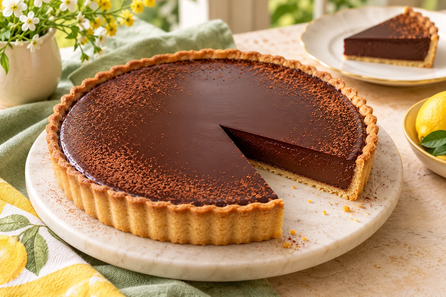 Tarte au chocolat noir : plat terminé