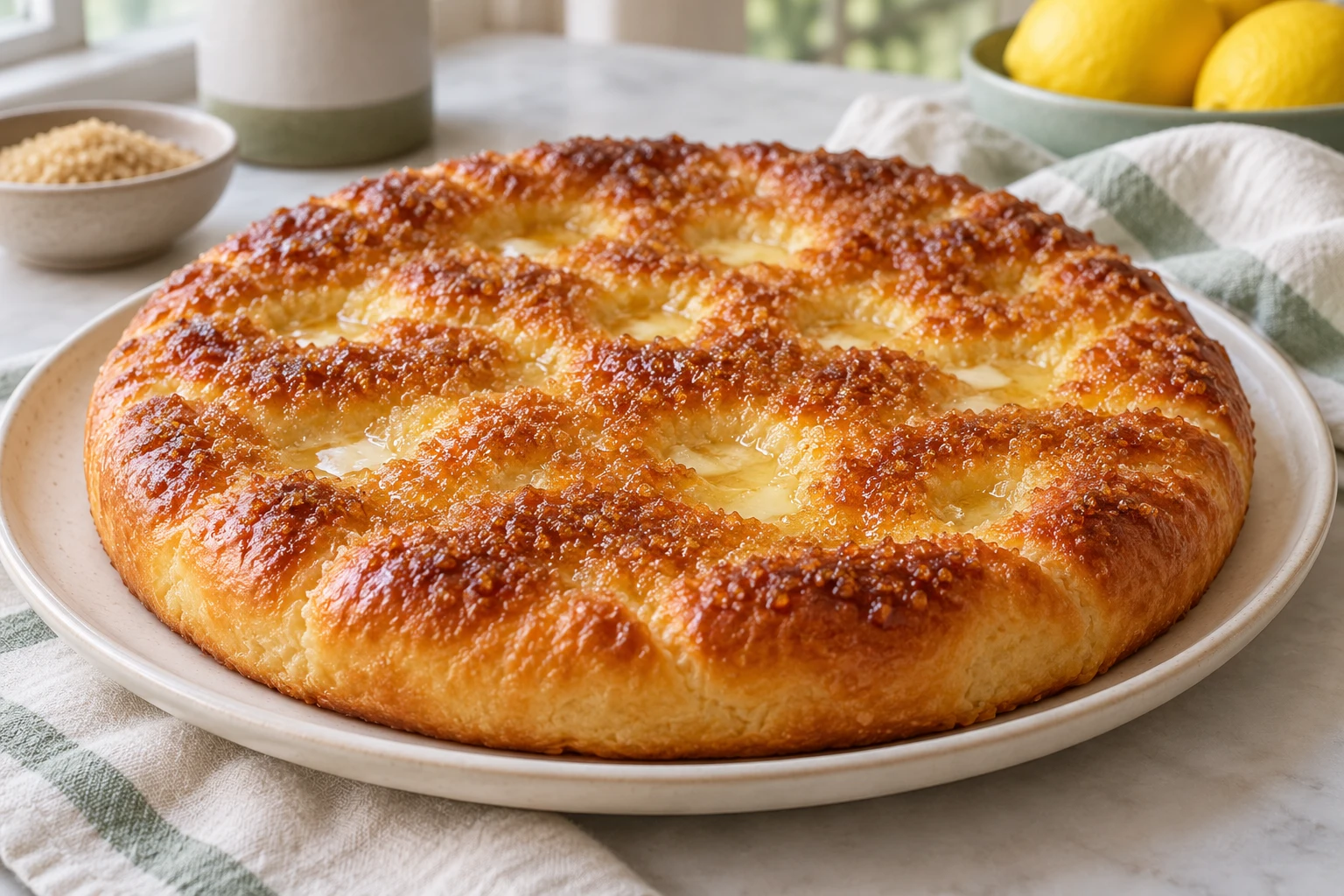 Tarte au sucre briochée : plat terminé