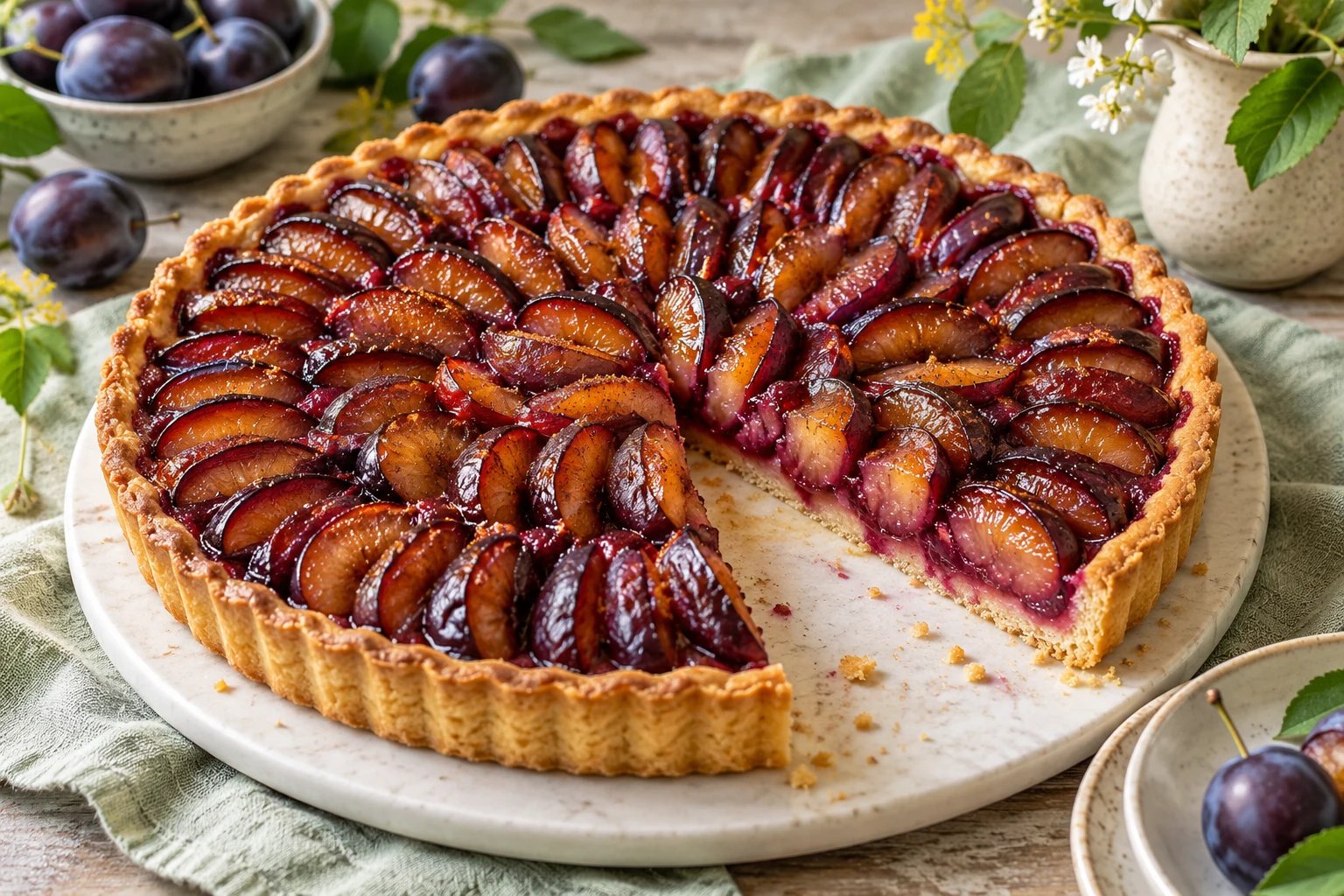 Tarte aux quetsches : plat terminé