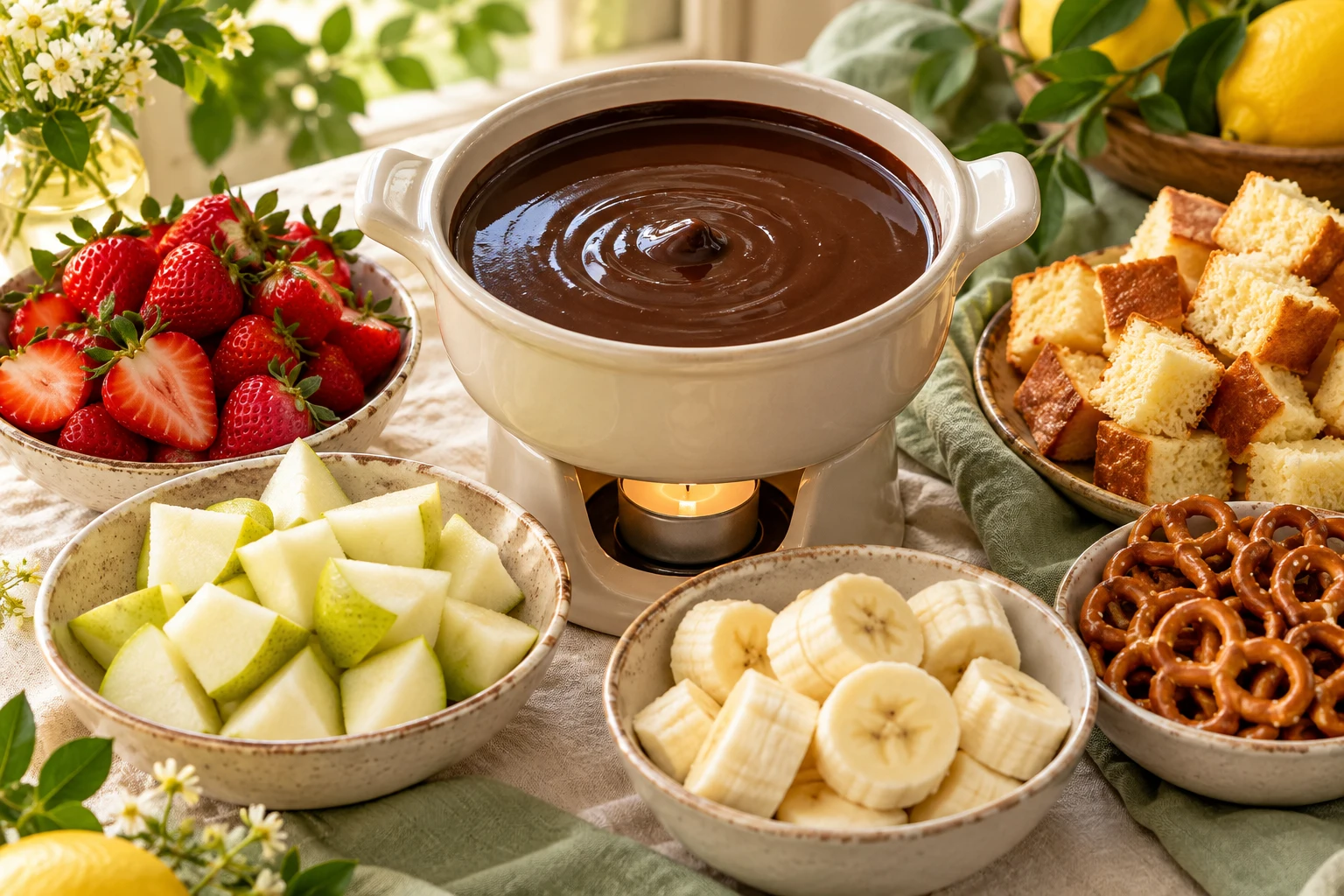 Fondue au chocolat noir : plat terminé