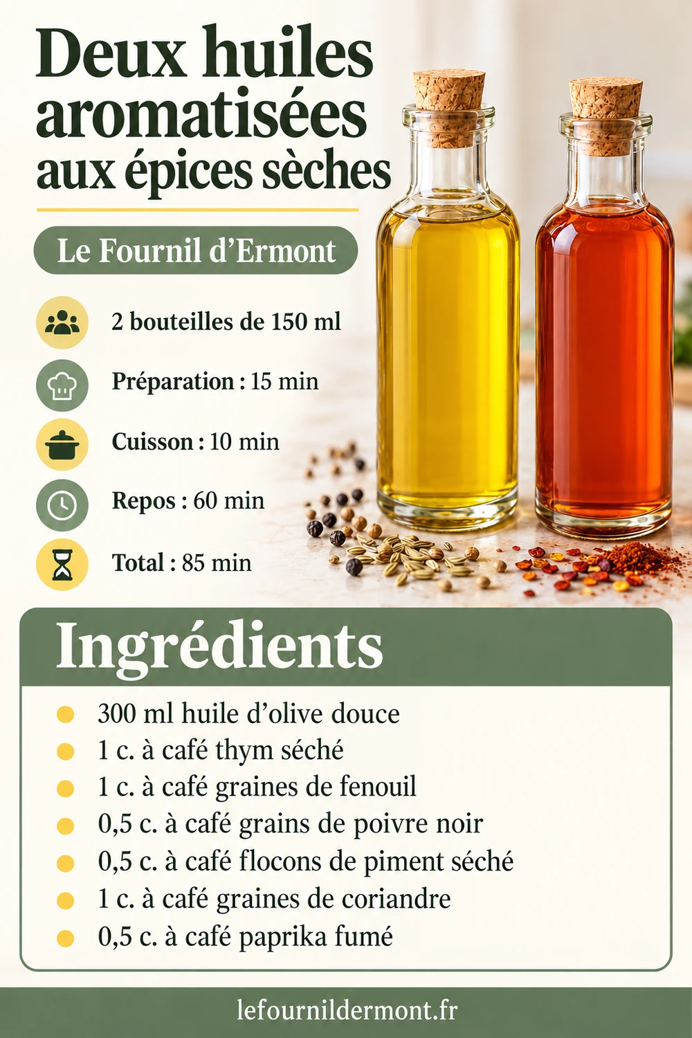 Fiche Pinterest : Deux huiles aromatisées aux épices sèches