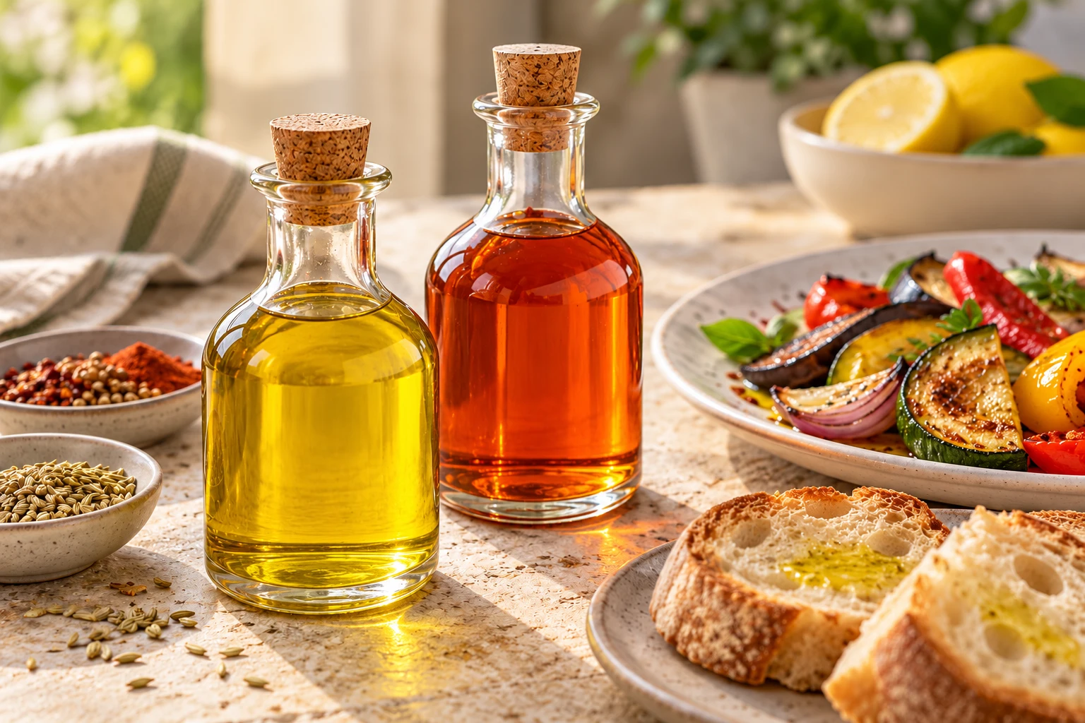 Deux huiles aromatisées aux épices sèches : plat terminé