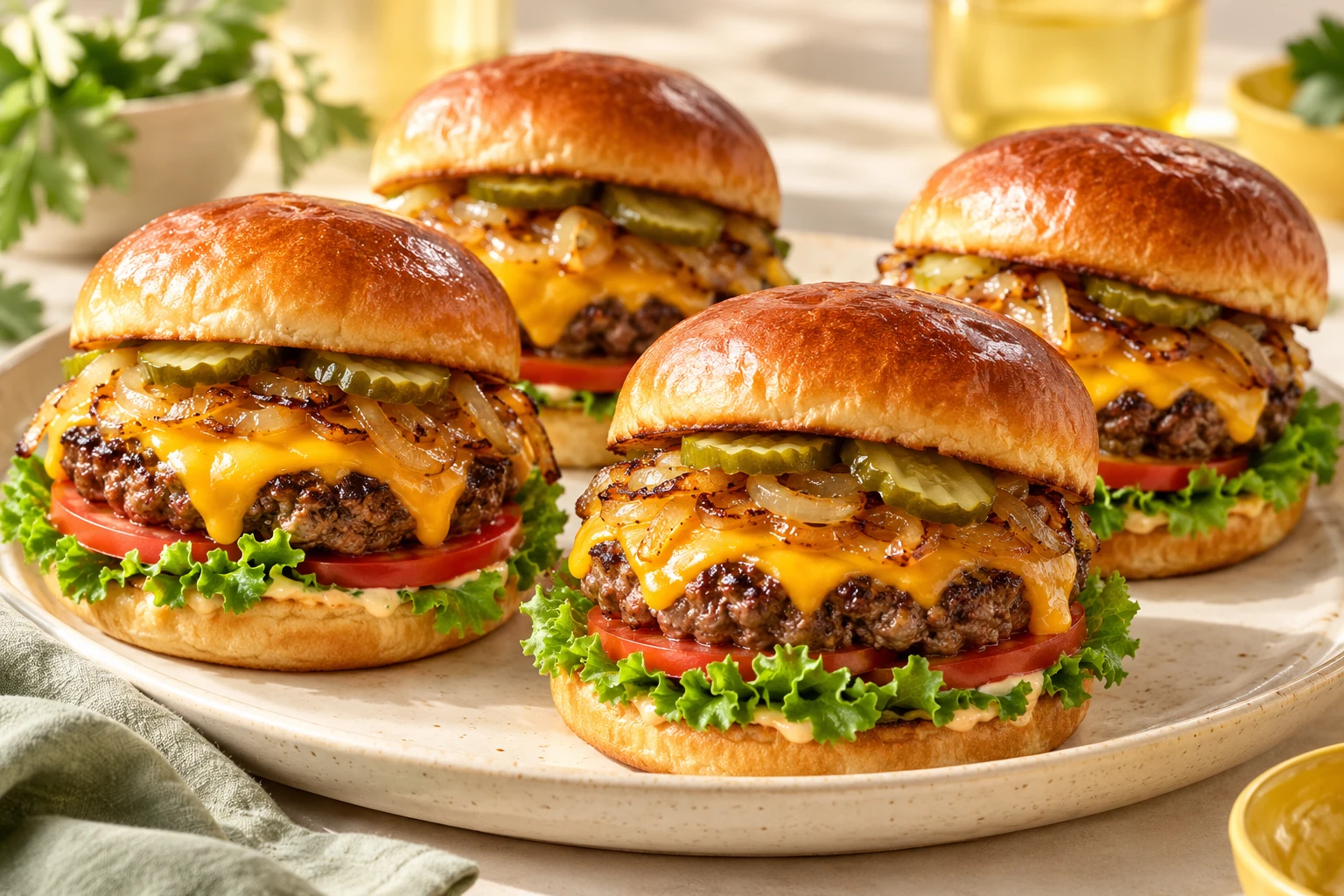 Burger maison au cheddar : plat terminé
