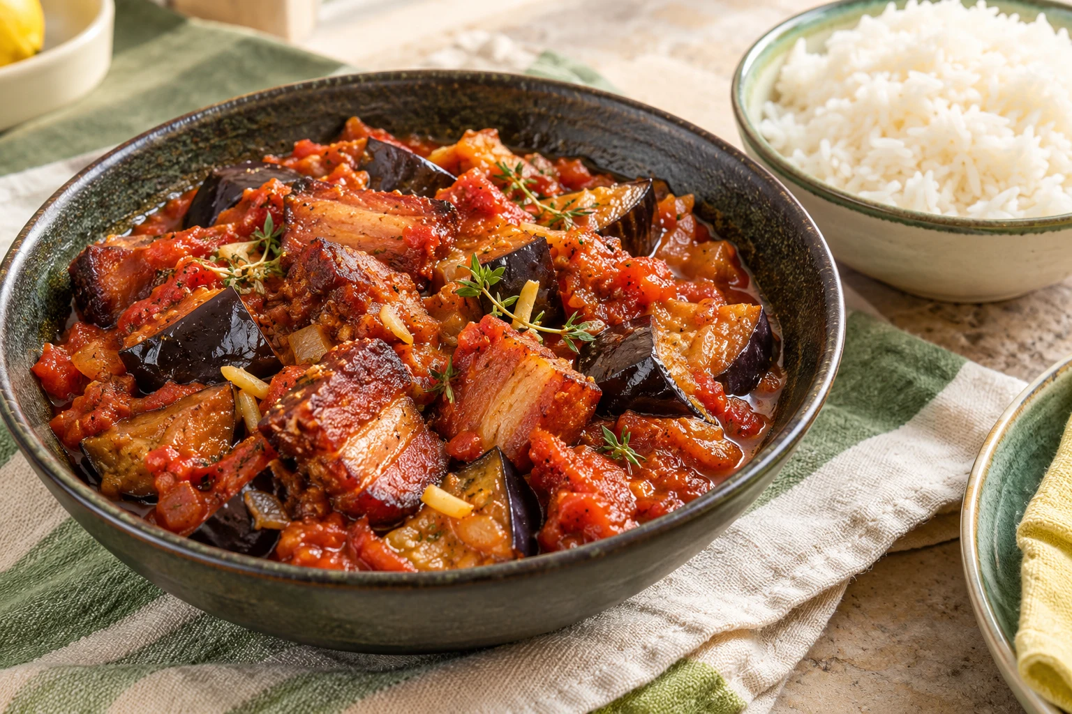 Rougail bringelle au boucané : plat terminé
