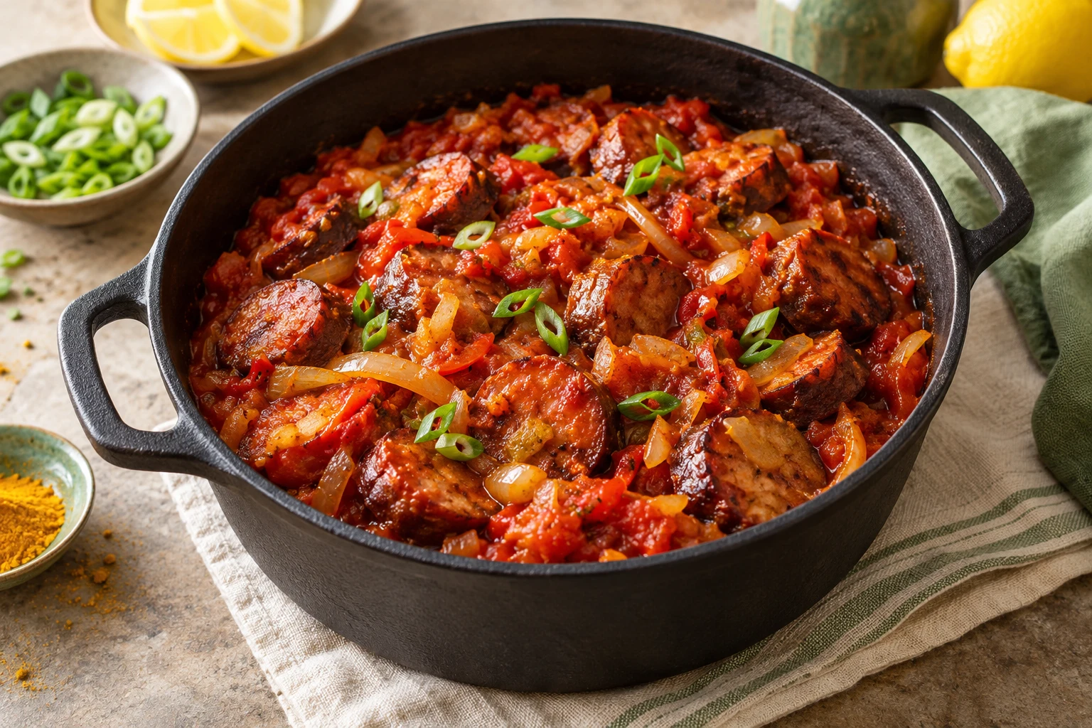 Rougail saucisses mijoté : plat terminé