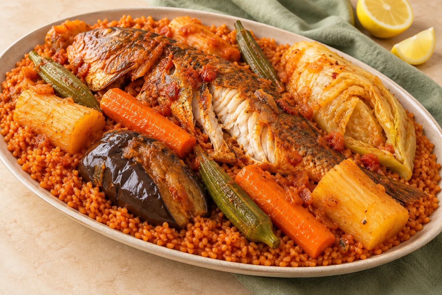 Tieboudienne au poisson et légumes : plat terminé