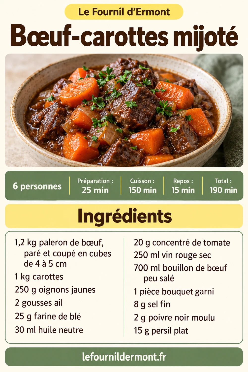 Fiche Pinterest : Bœuf-carottes mijoté