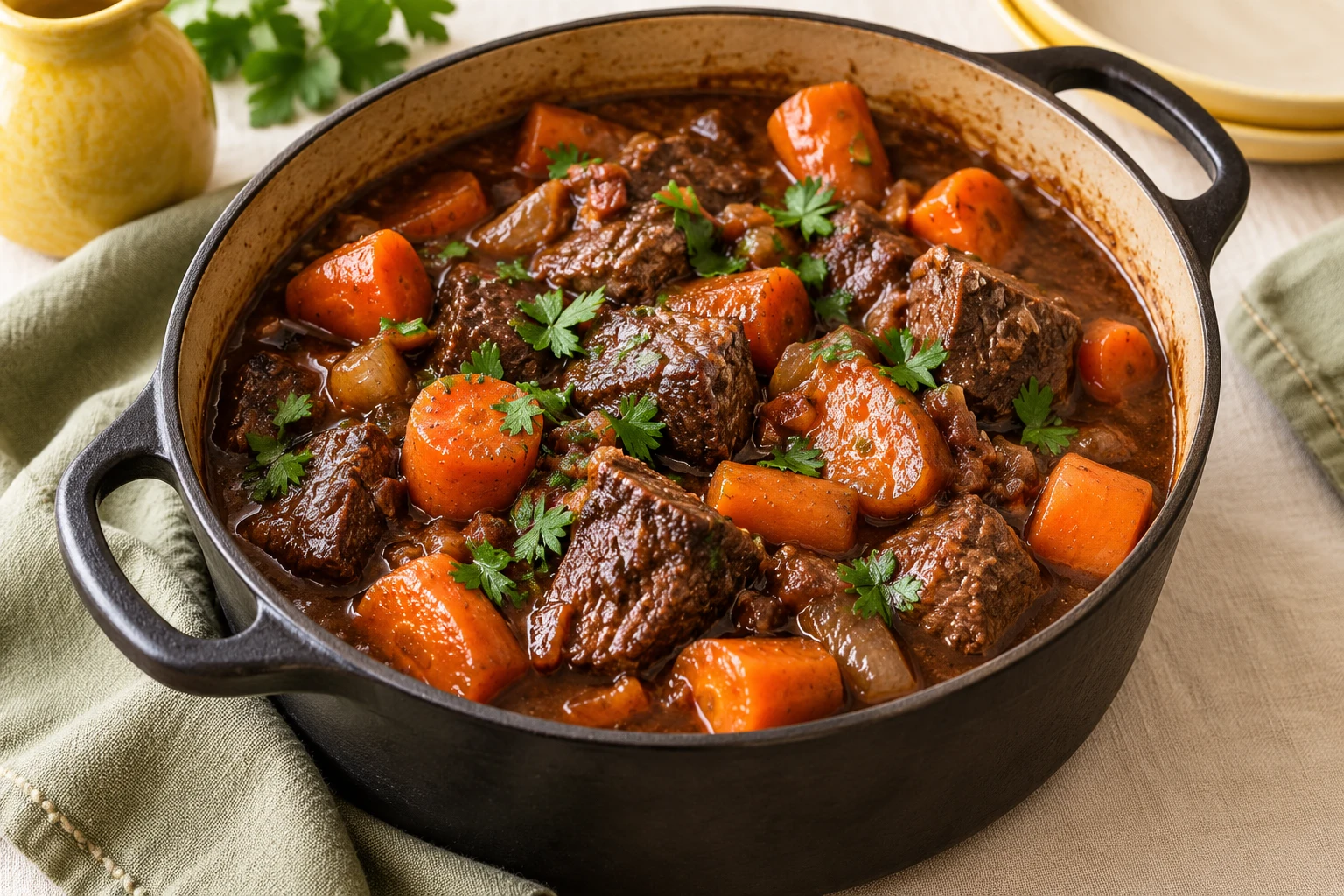 Bœuf-carottes mijoté : plat terminé