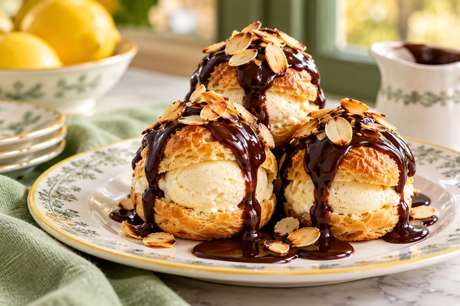 Profiteroles maison au chocolat : plat terminé