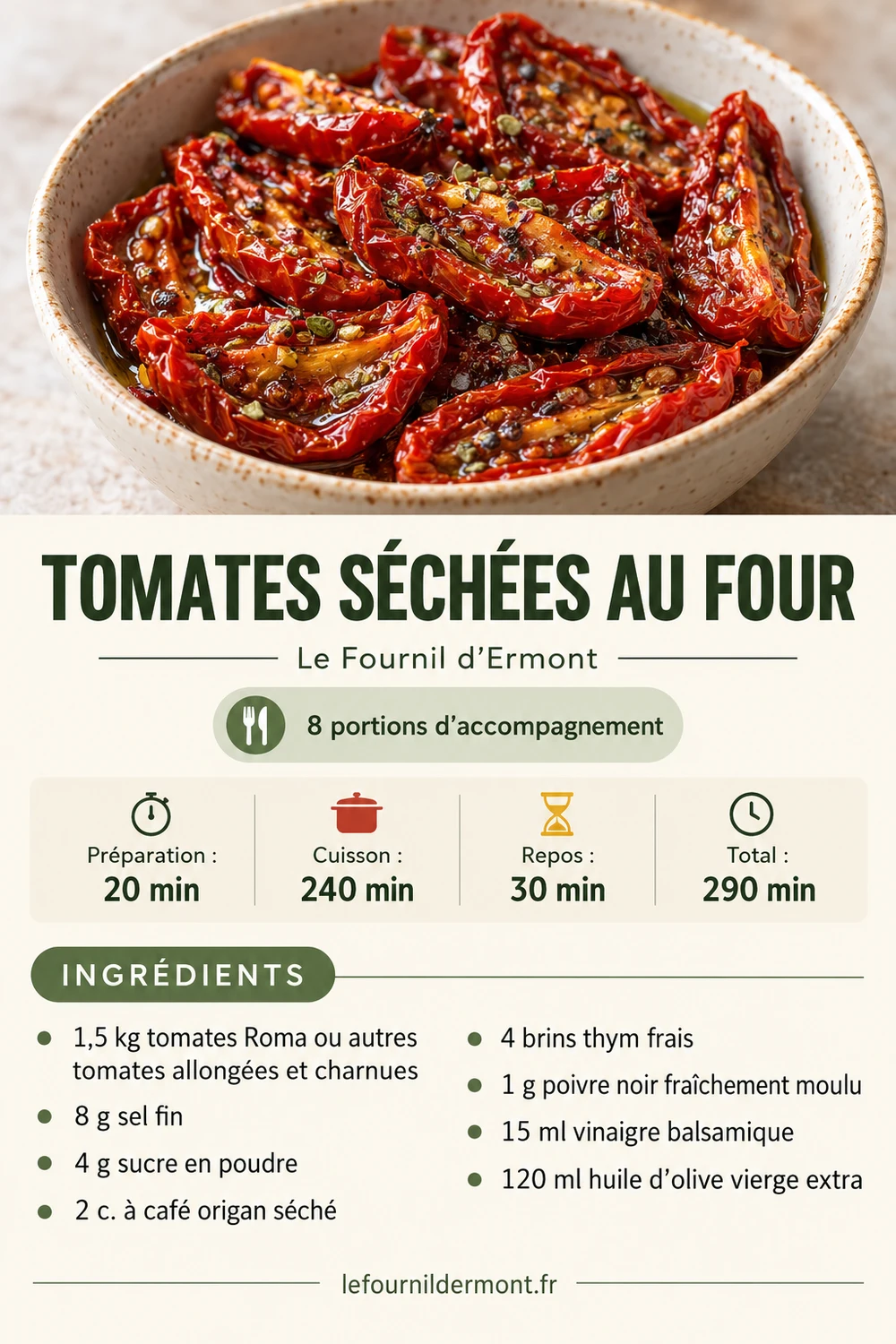 Fiche Pinterest : Tomates séchées au four