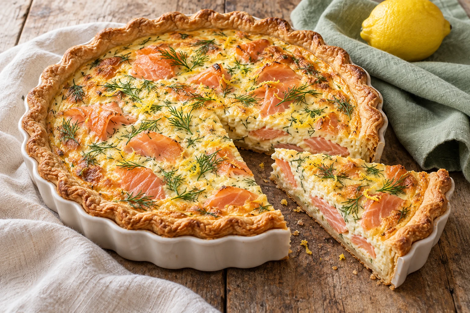 Quiche au saumon fumé : plat terminé
