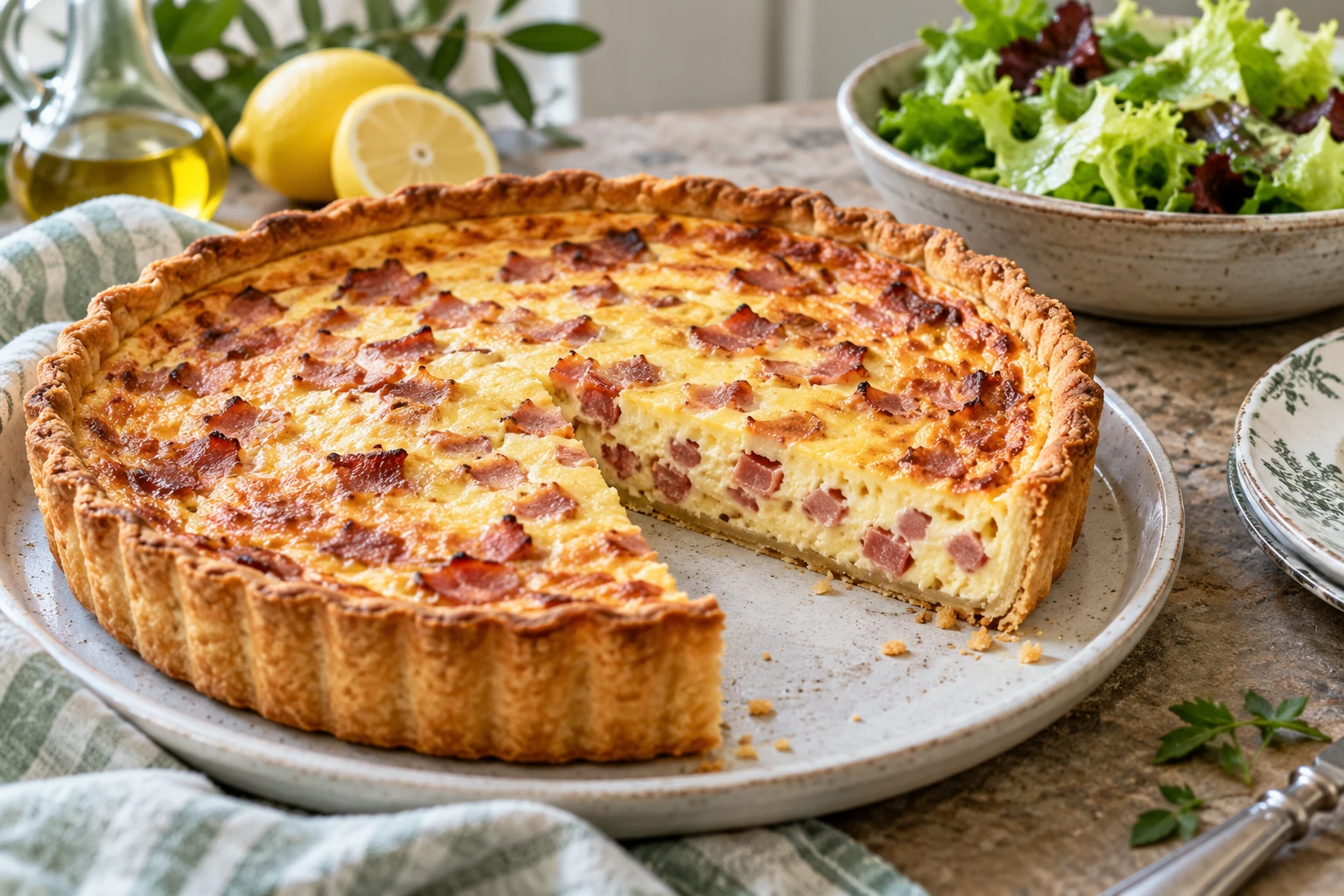 Quiche lorraine maison : plat terminé