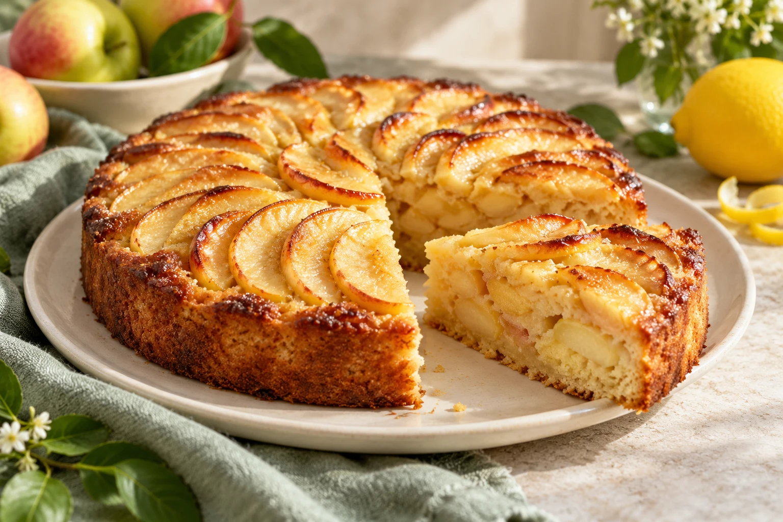 Gâteau moelleux aux pommes : plat terminé