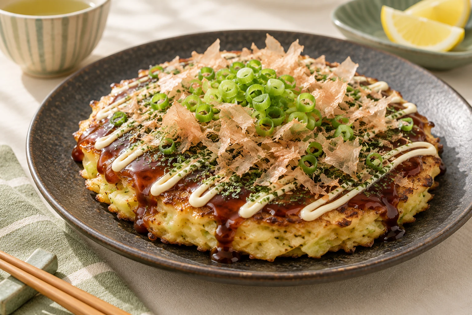 Okonomiyaki au chou : plat terminé