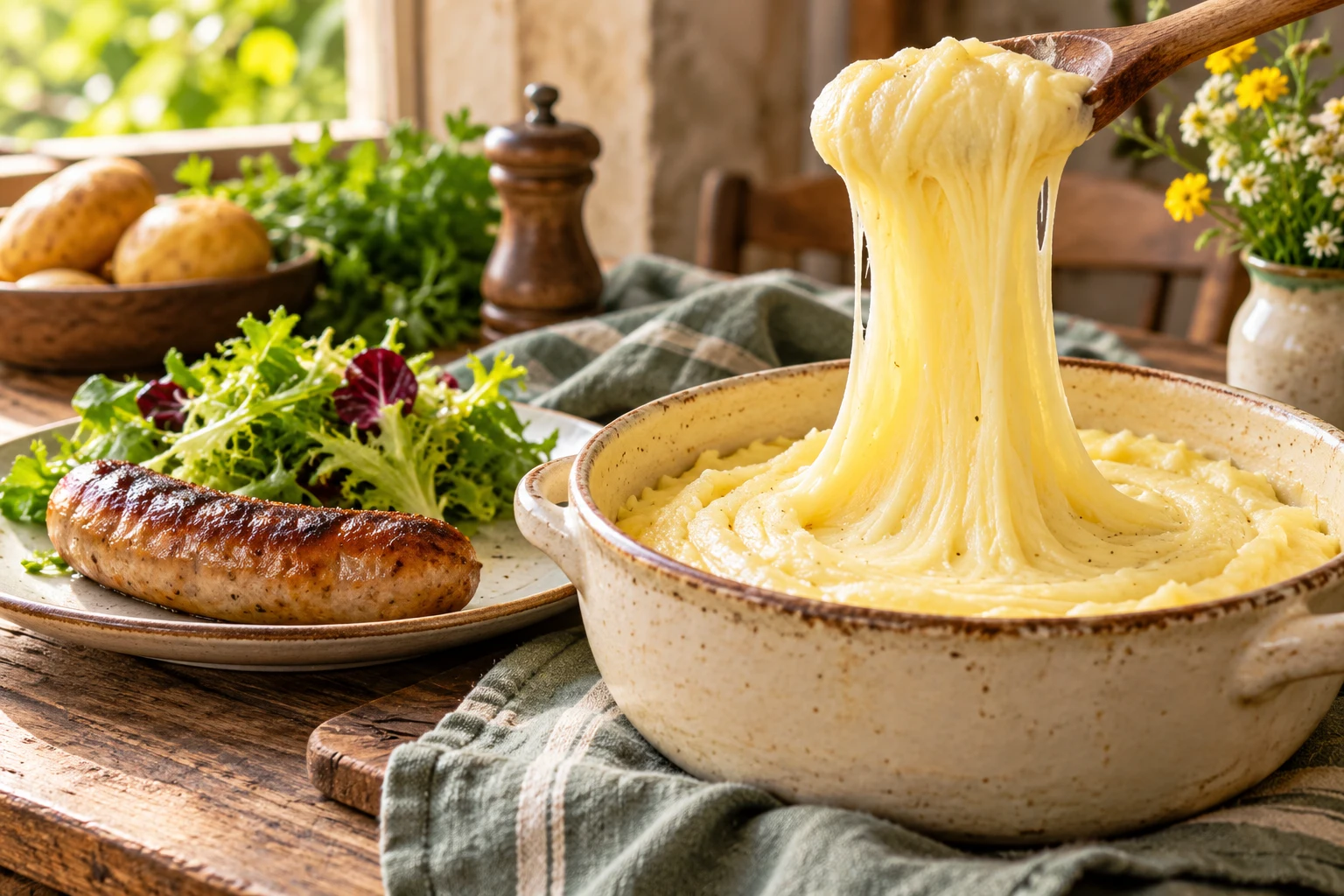 Aligot auvergnat artisanal : plat terminé