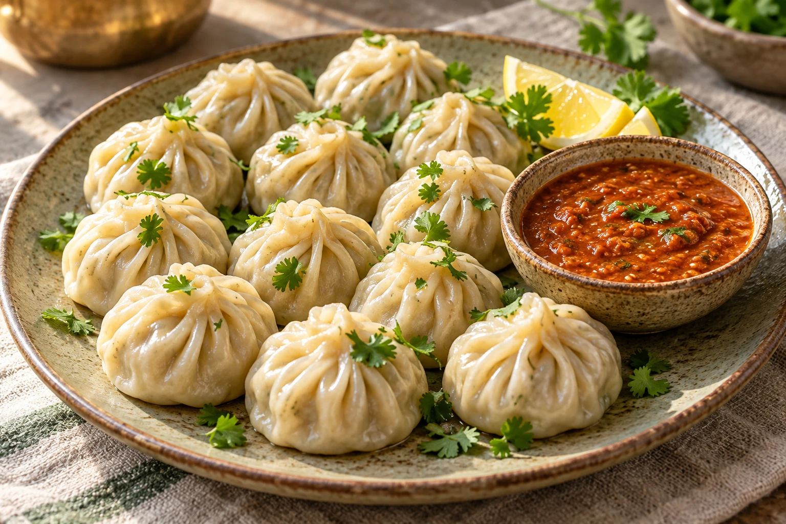 Momos népalais au poulet : plat terminé