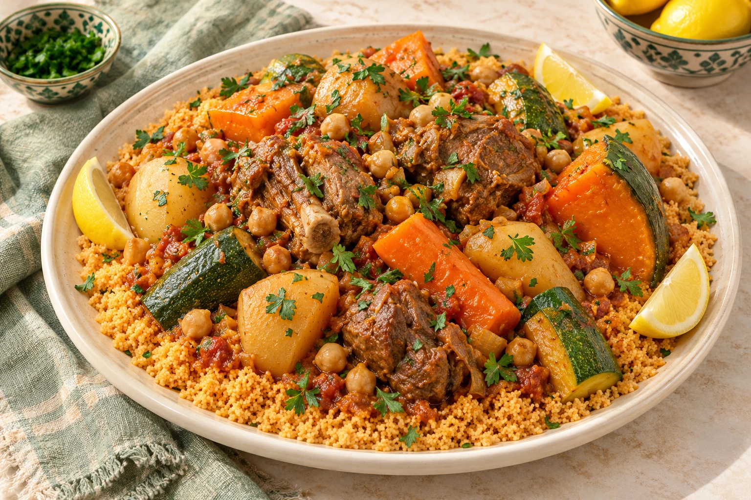 Couscous tunisien à l’agneau : plat terminé