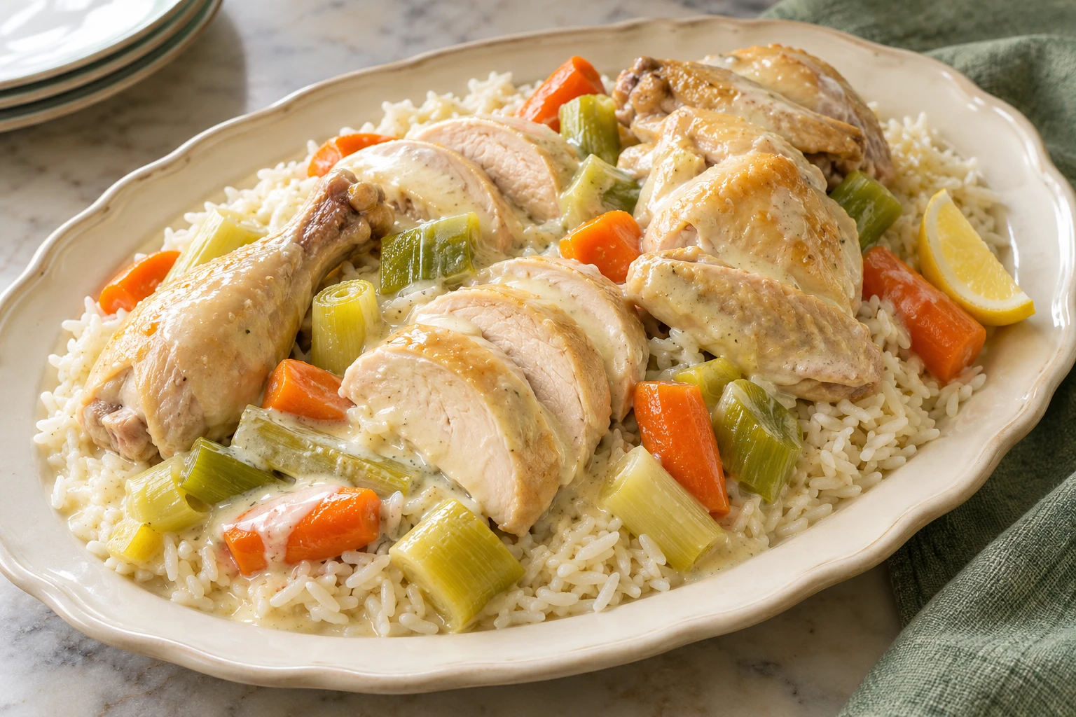 Poule au riz traditionnelle : plat terminé