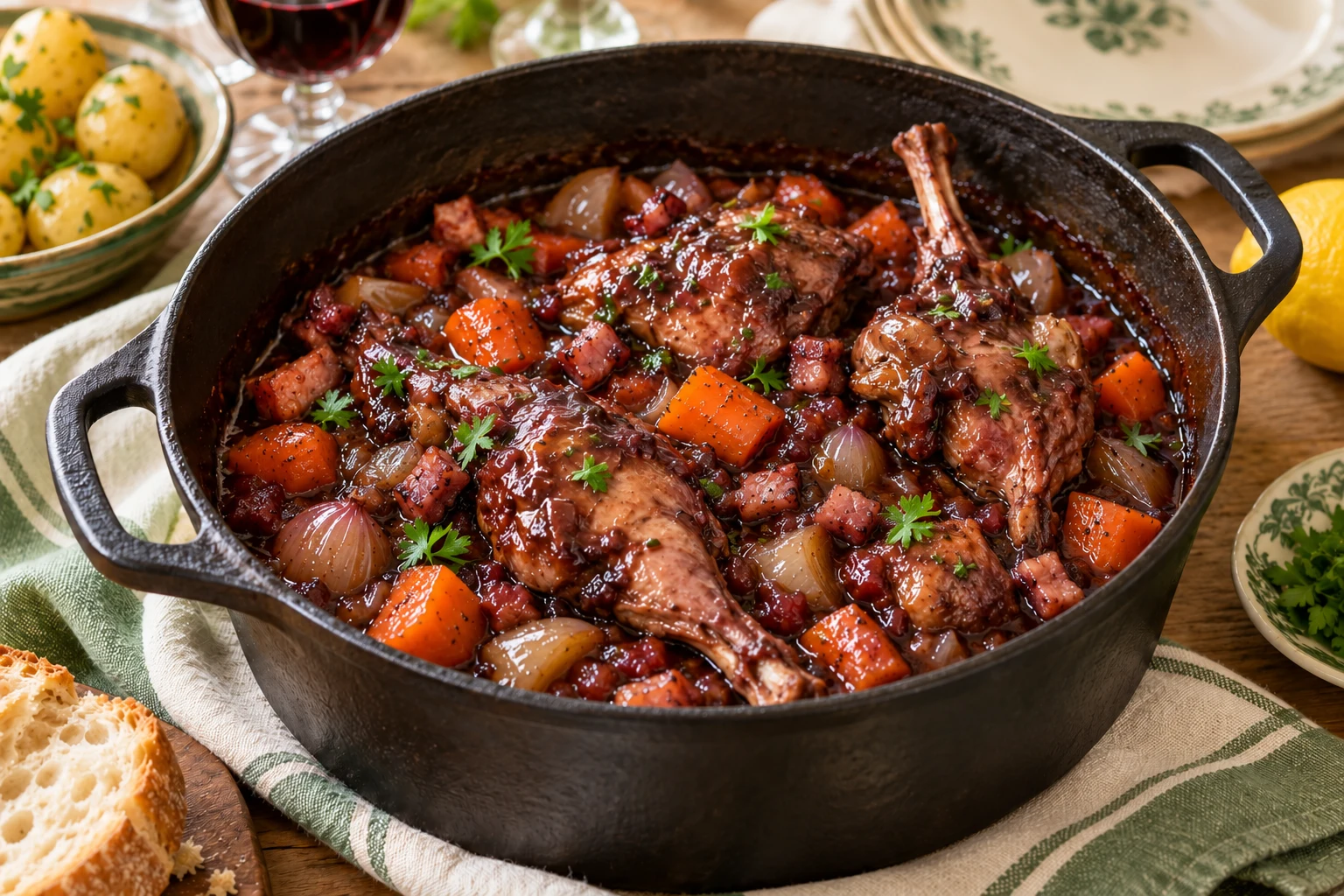 Lapin en civet à l’ancienne : plat terminé