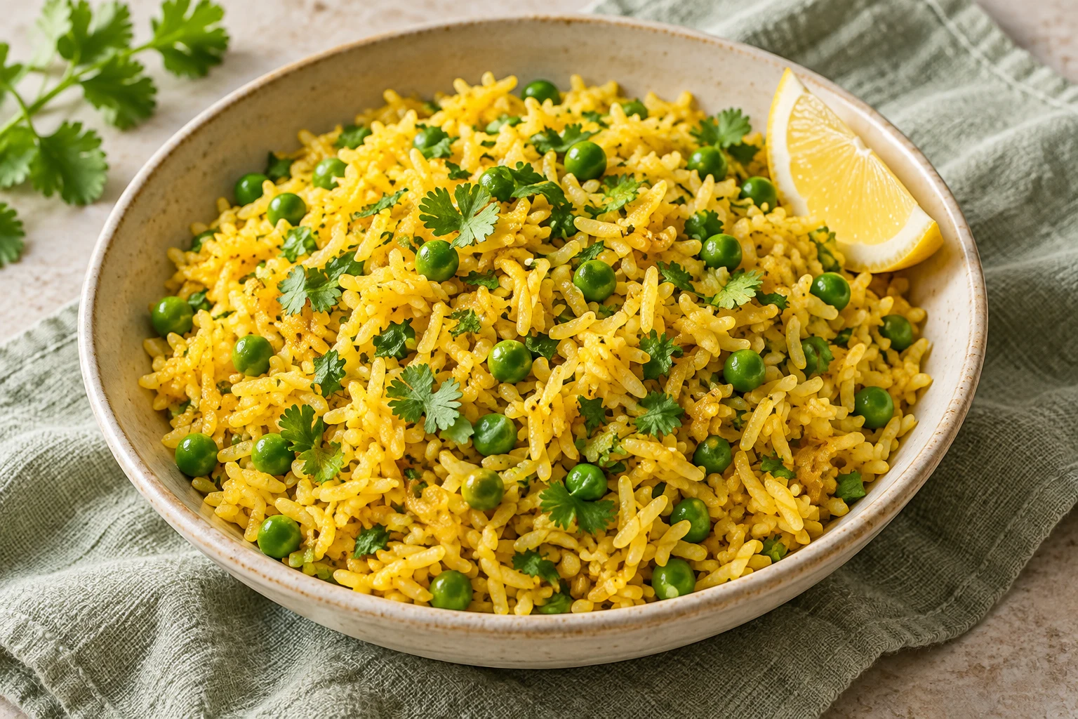 Riz basmati au curry et lait de coco : plat terminé