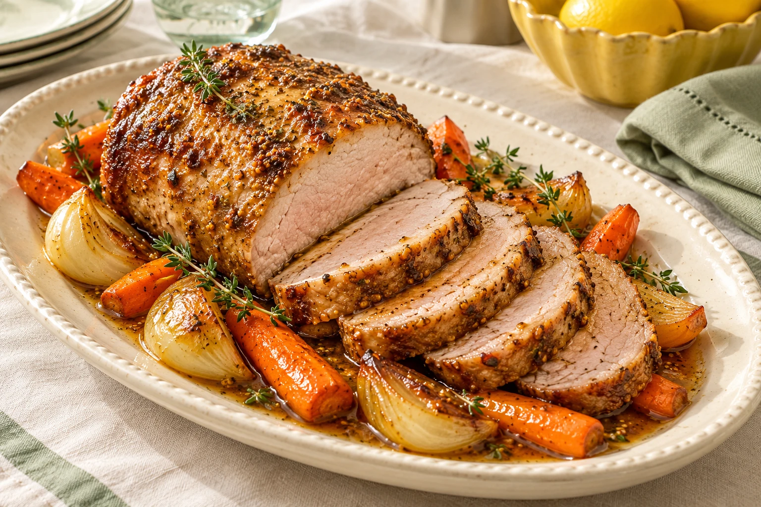 Rôti de porc au four : plat terminé