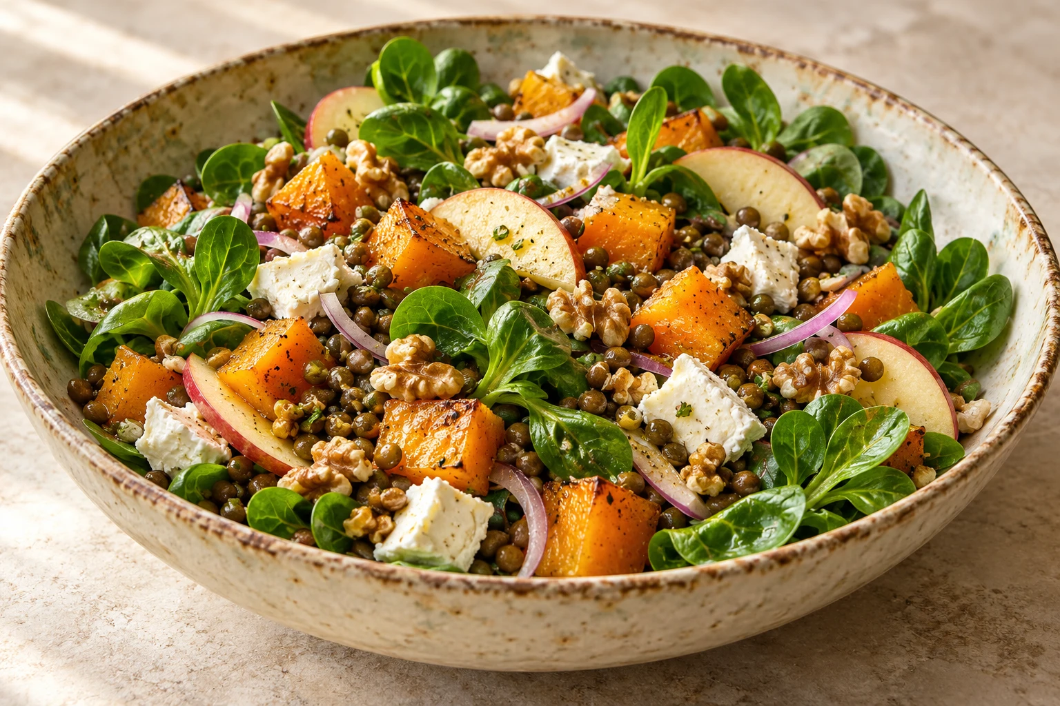 Salade d’automne au butternut : plat terminé