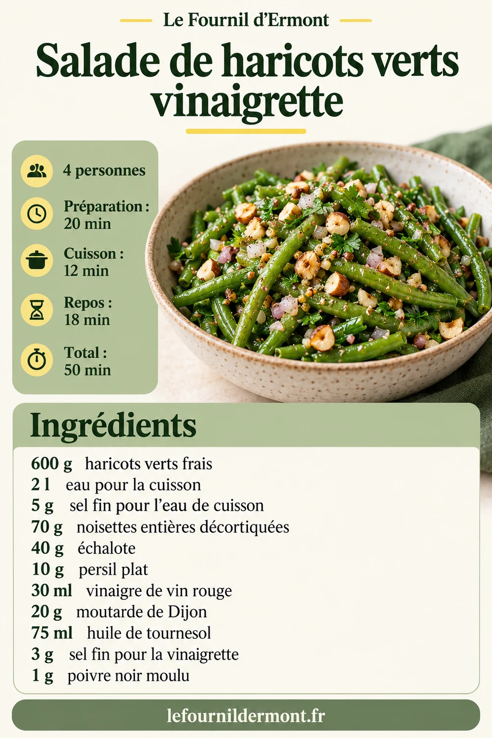 Fiche Pinterest : Salade de haricots verts vinaigrette