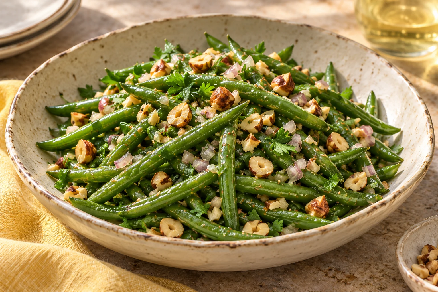 Salade de haricots verts vinaigrette : plat terminé