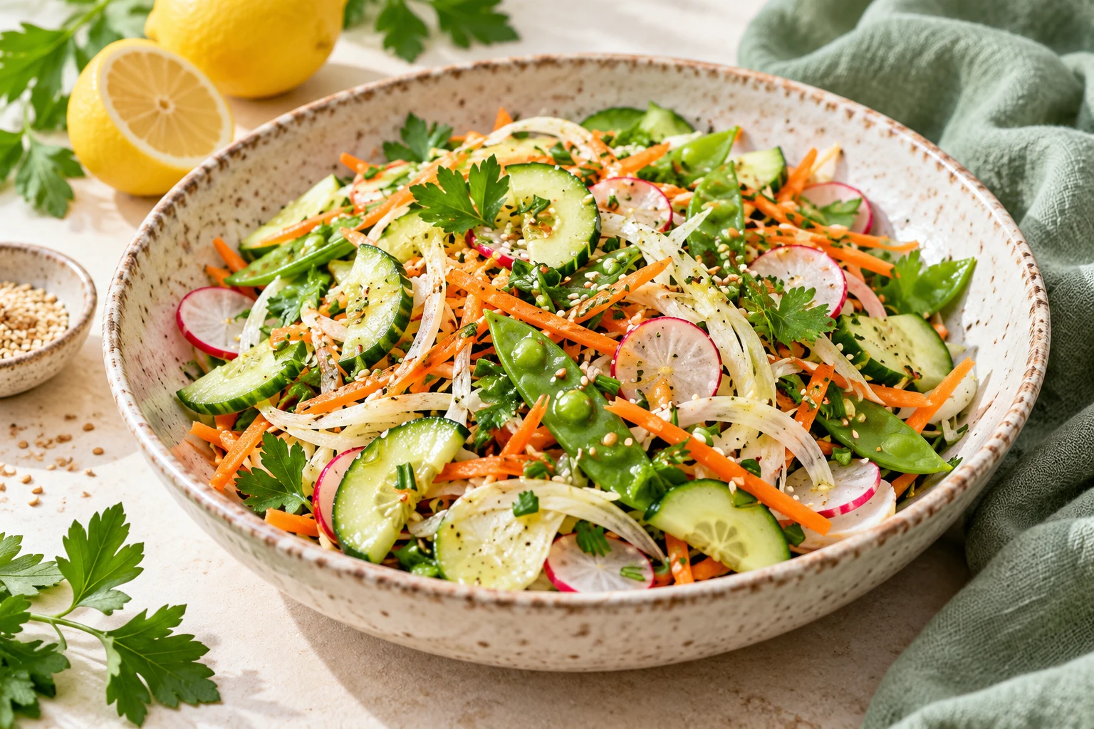 Salade de légumes croquants : plat terminé