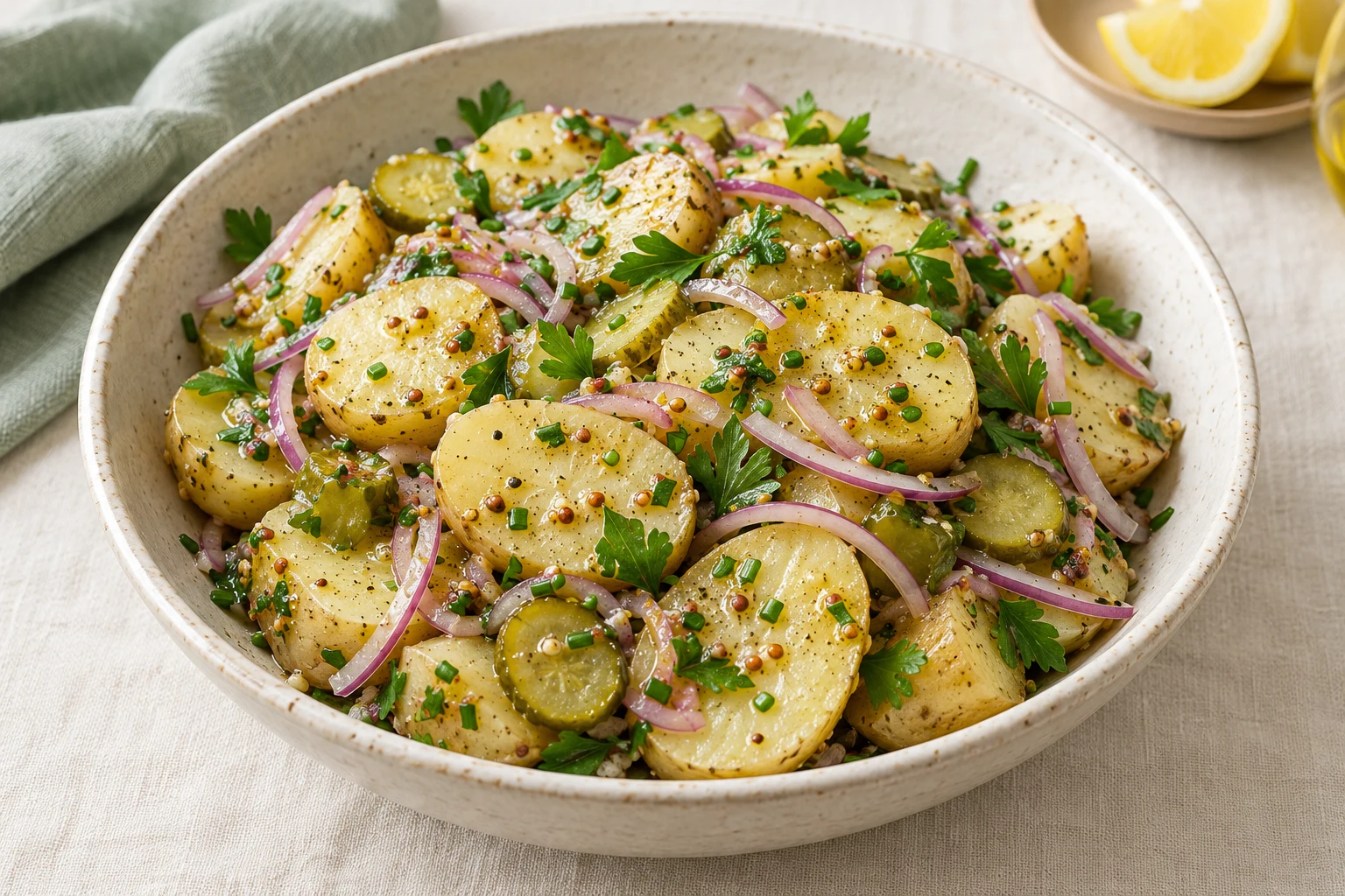 Salade de pommes de terre aux cornichons : plat terminé