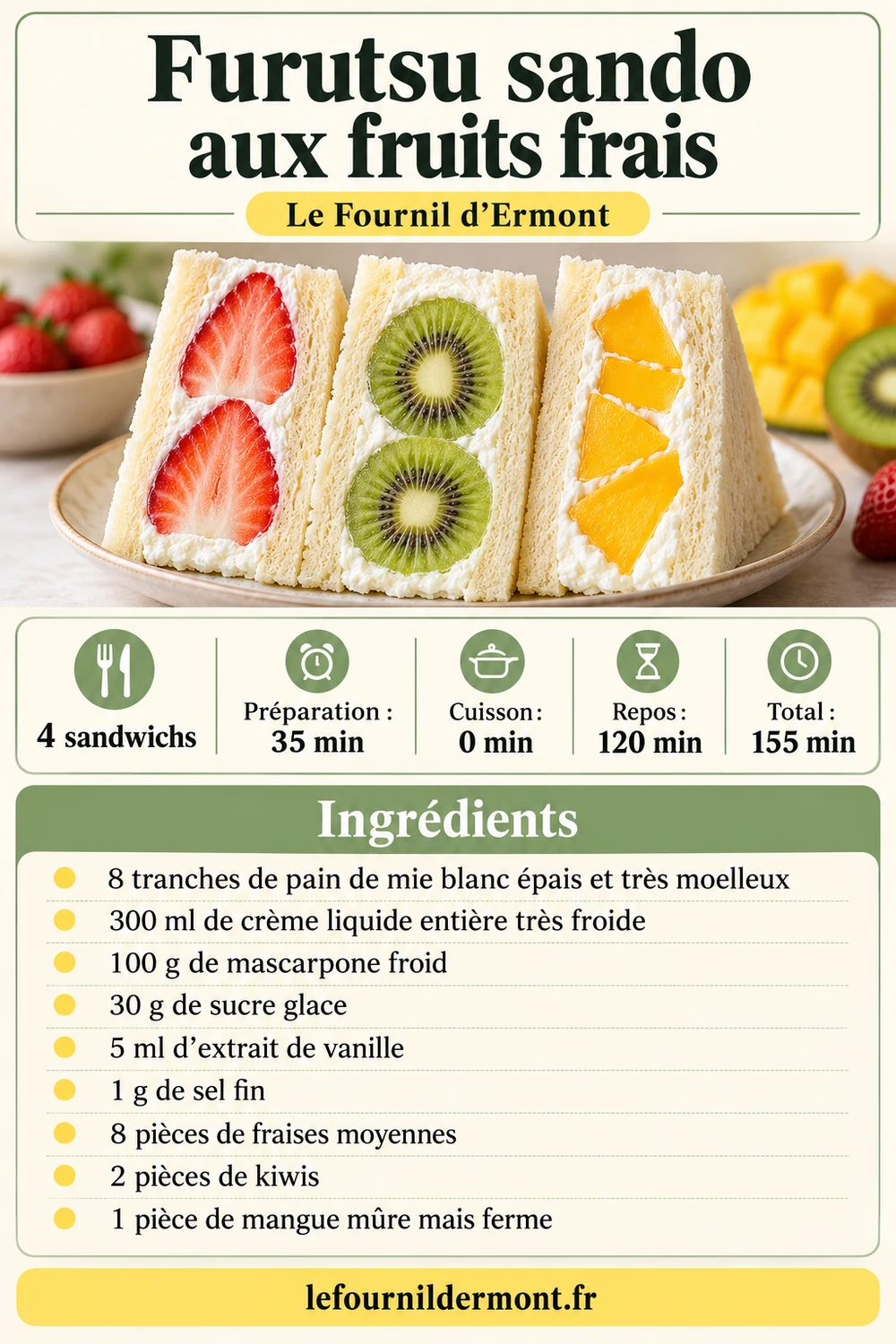 Fiche Pinterest : Furutsu sando aux fruits frais