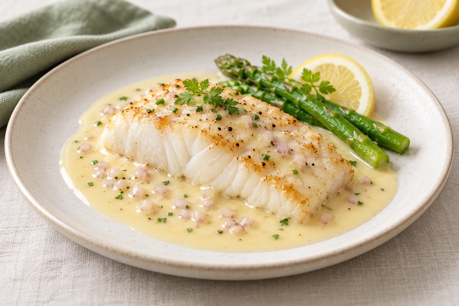 Beurre blanc pour poisson : plat terminé