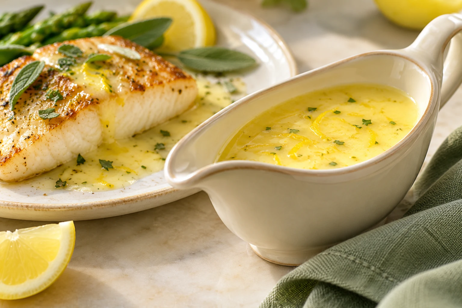 Sauce beurre citron pour poisson : plat terminé