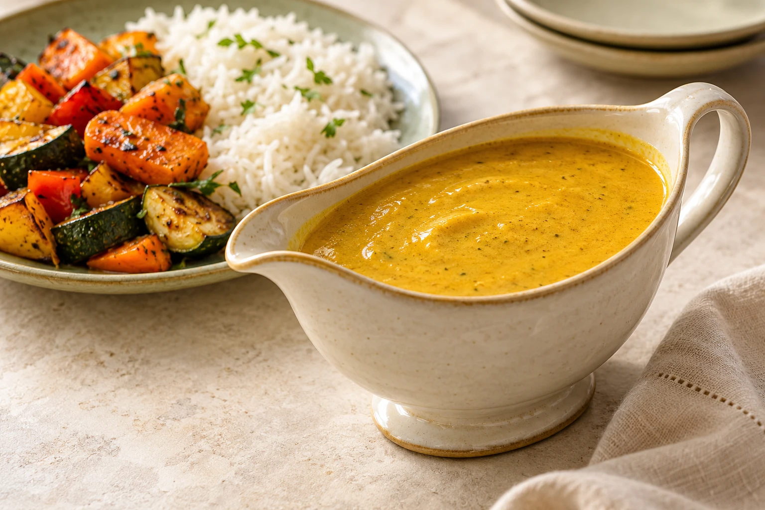 Sauce crémeuse au curry : plat terminé