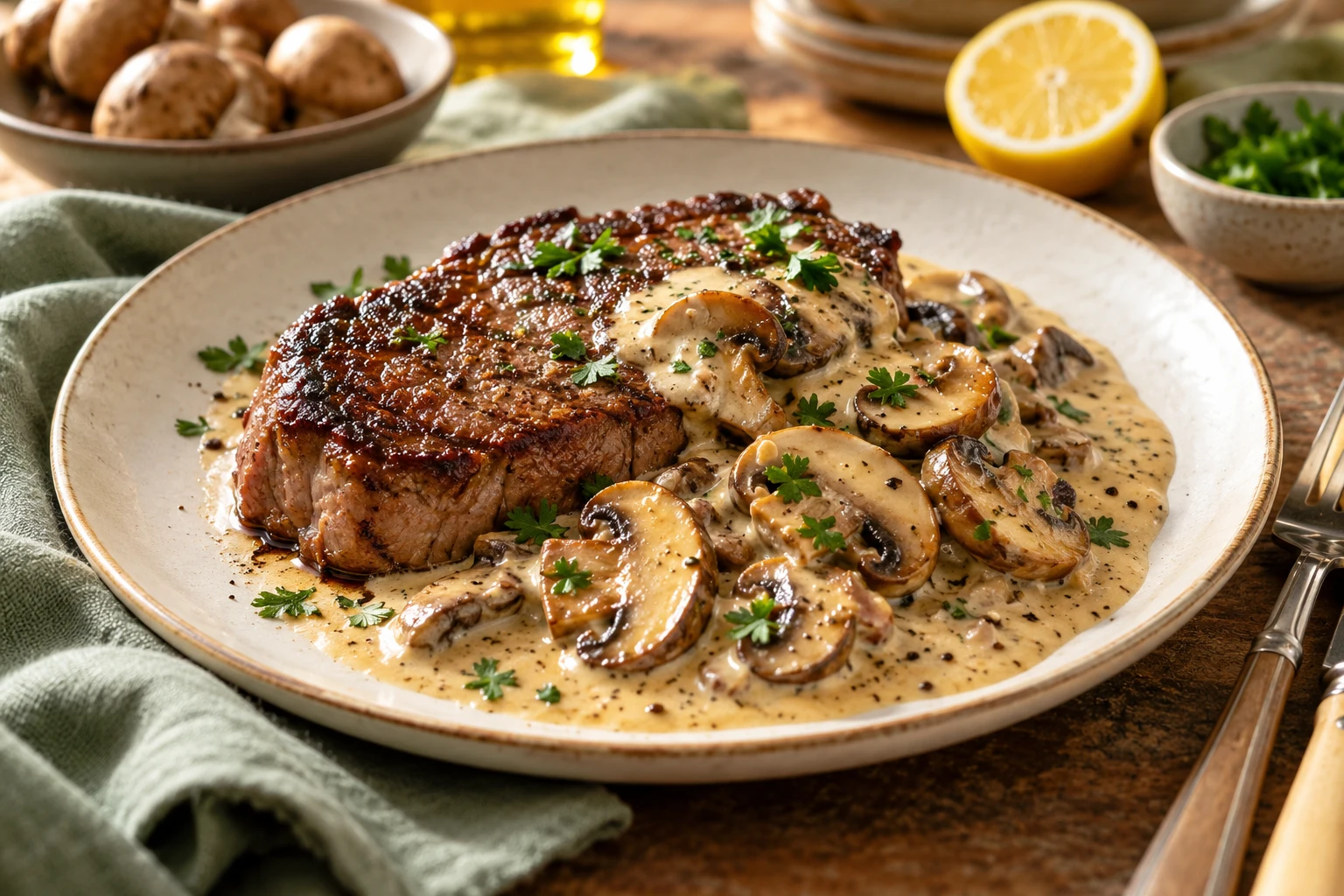Sauce crémeuse aux champignons : plat terminé