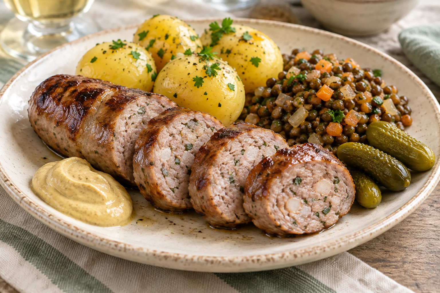 Saucisson lyonnais à l’ail : plat terminé