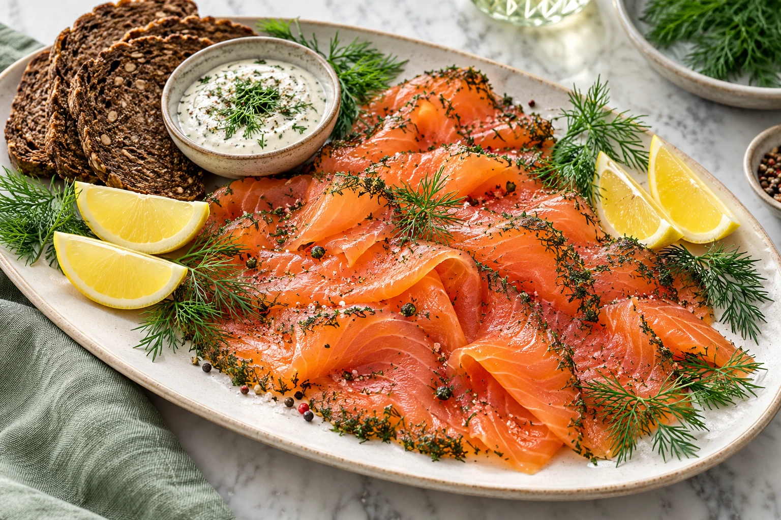 Saumon gravlax à l’aneth : plat terminé