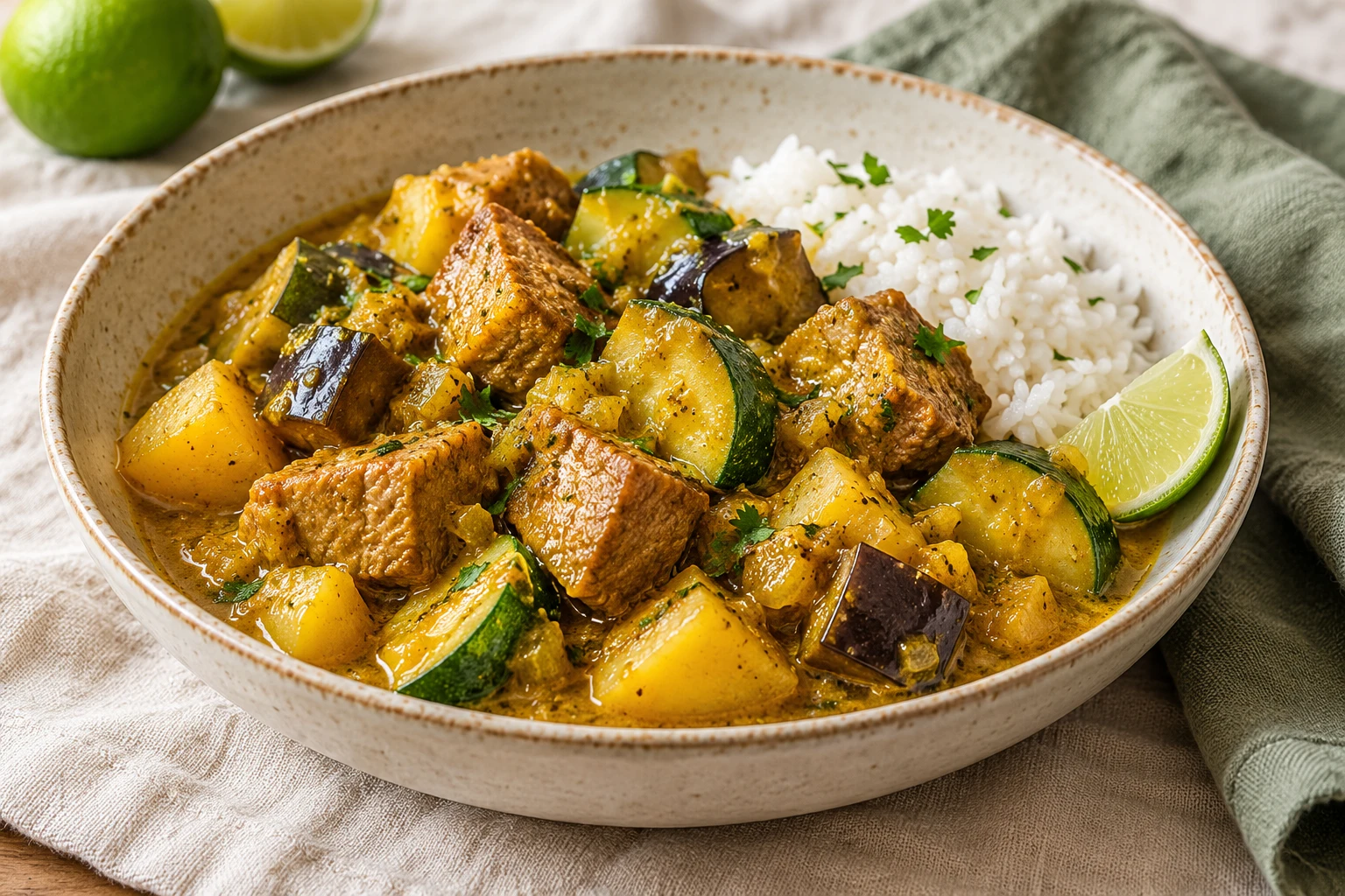Sauté de porc au colombo : plat terminé