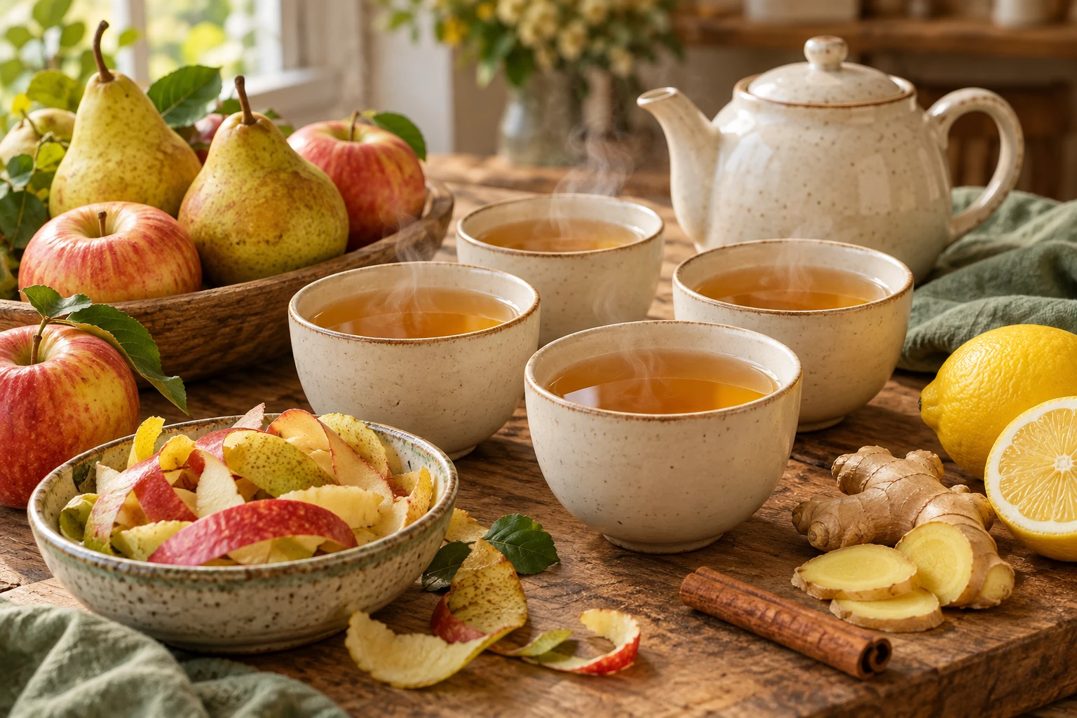 Tisane de peaux de pommes et poires : plat terminé