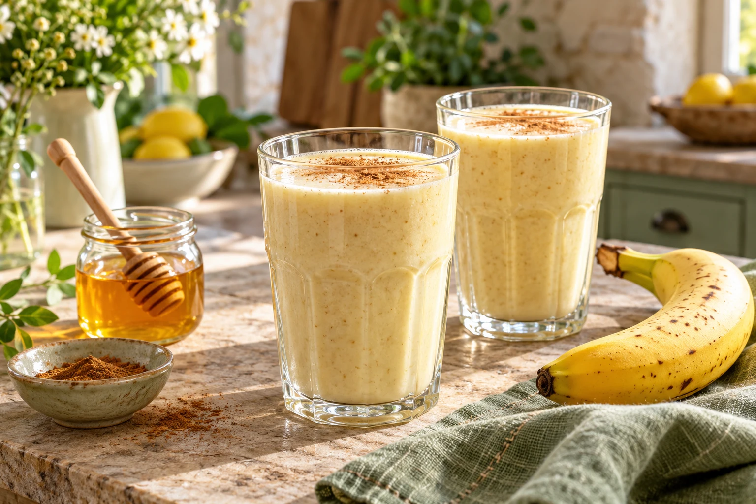 Smoothie banane et miel : plat terminé