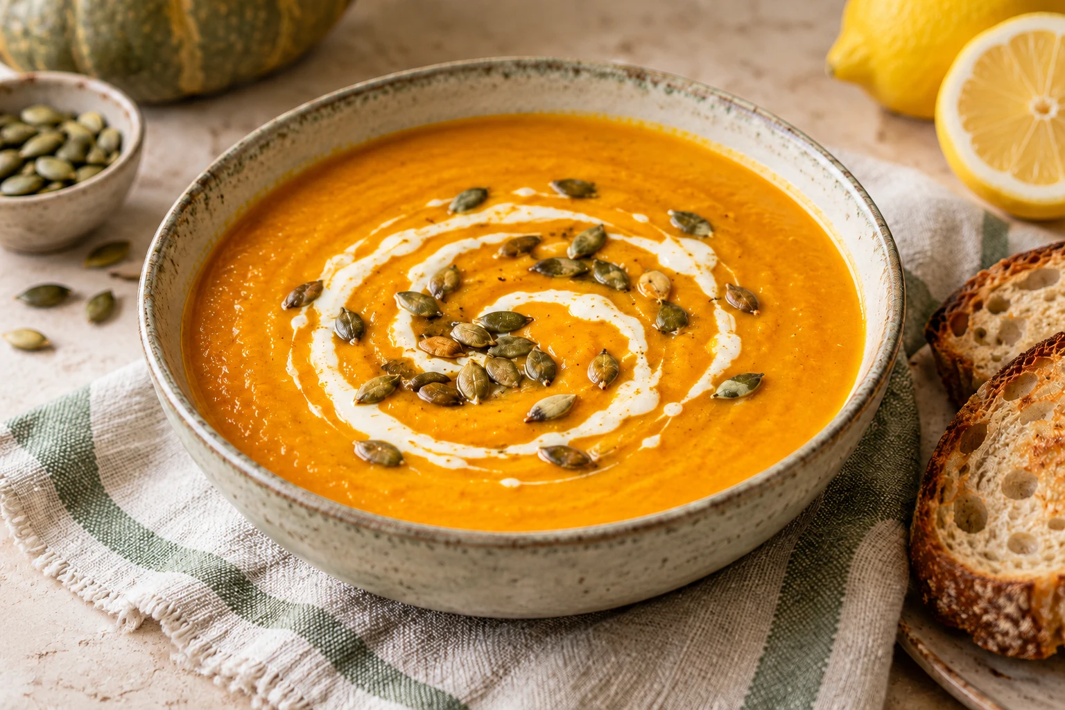 Soupe de citrouille rôtie : plat terminé